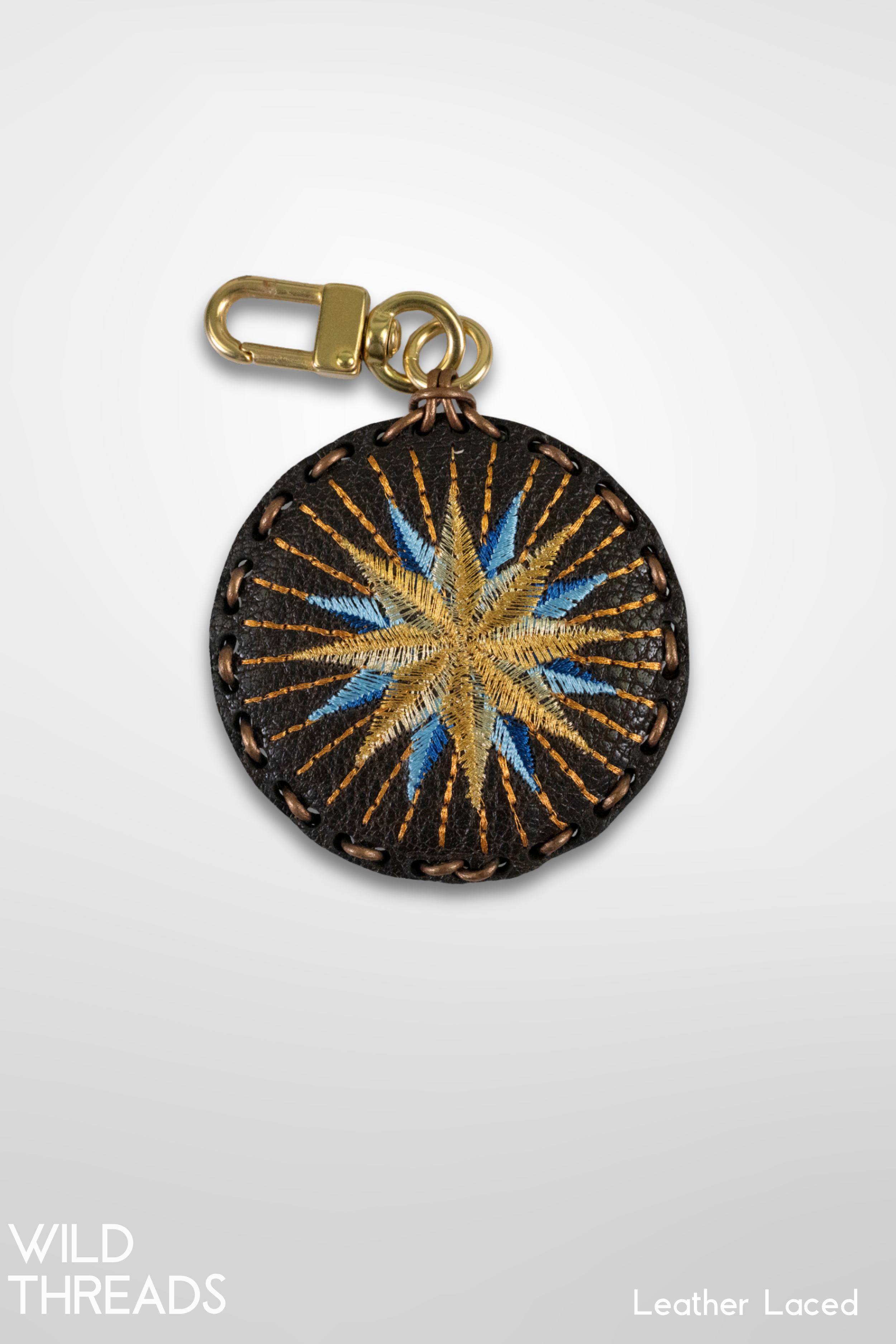 Medium Circle Laced Charm - Compass