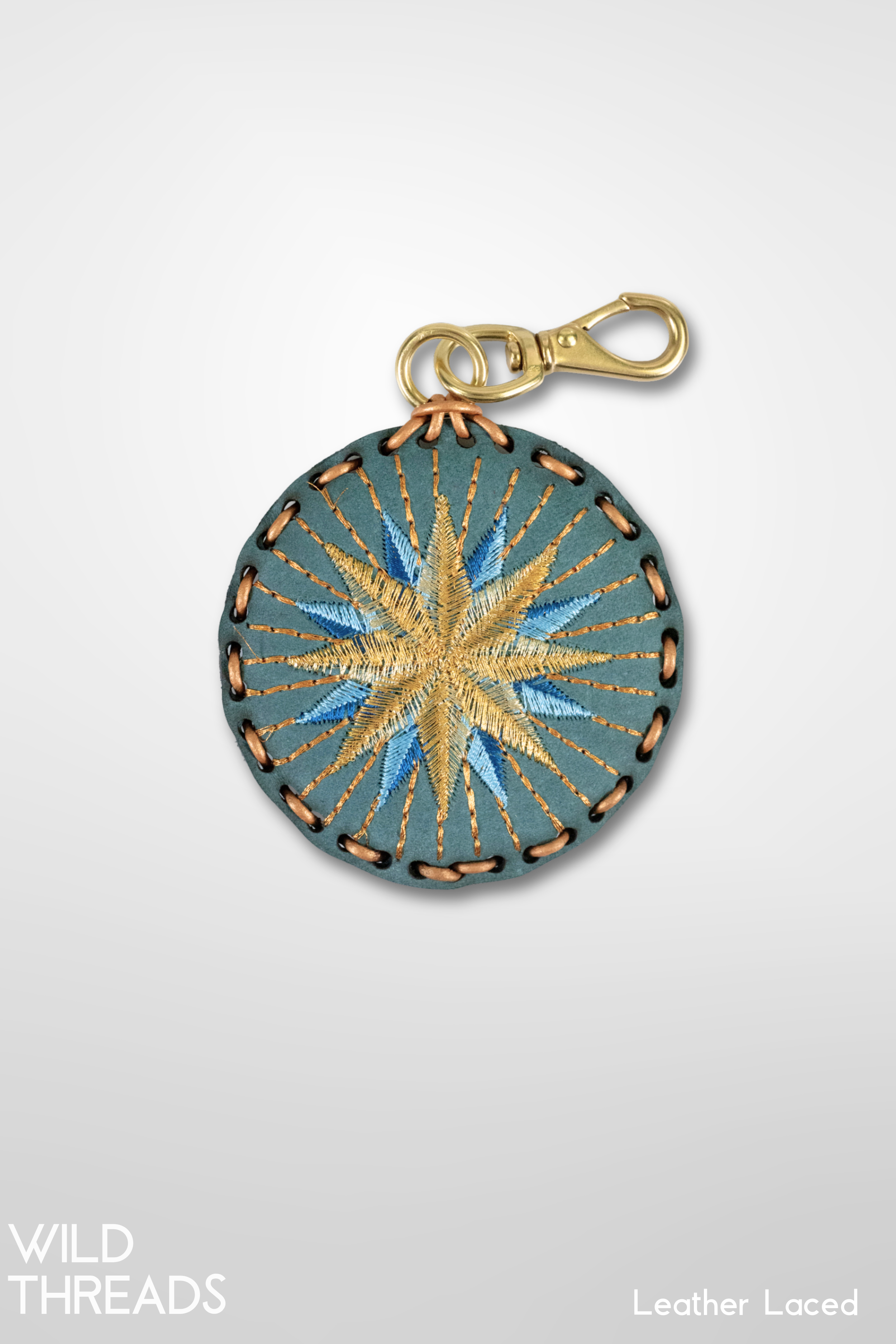 Medium Circle Laced Charm - Compass