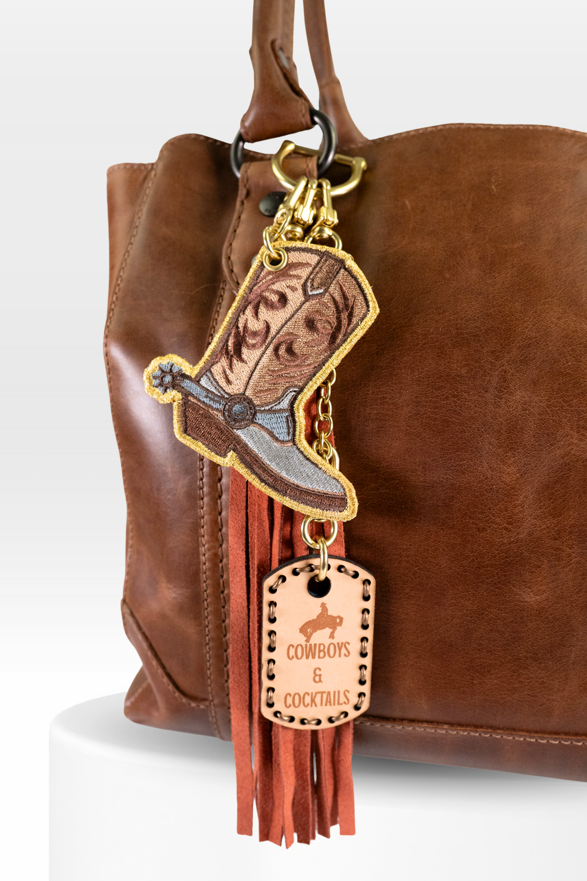 Cowboys & Cocktails Dog Tag with Boot Stack