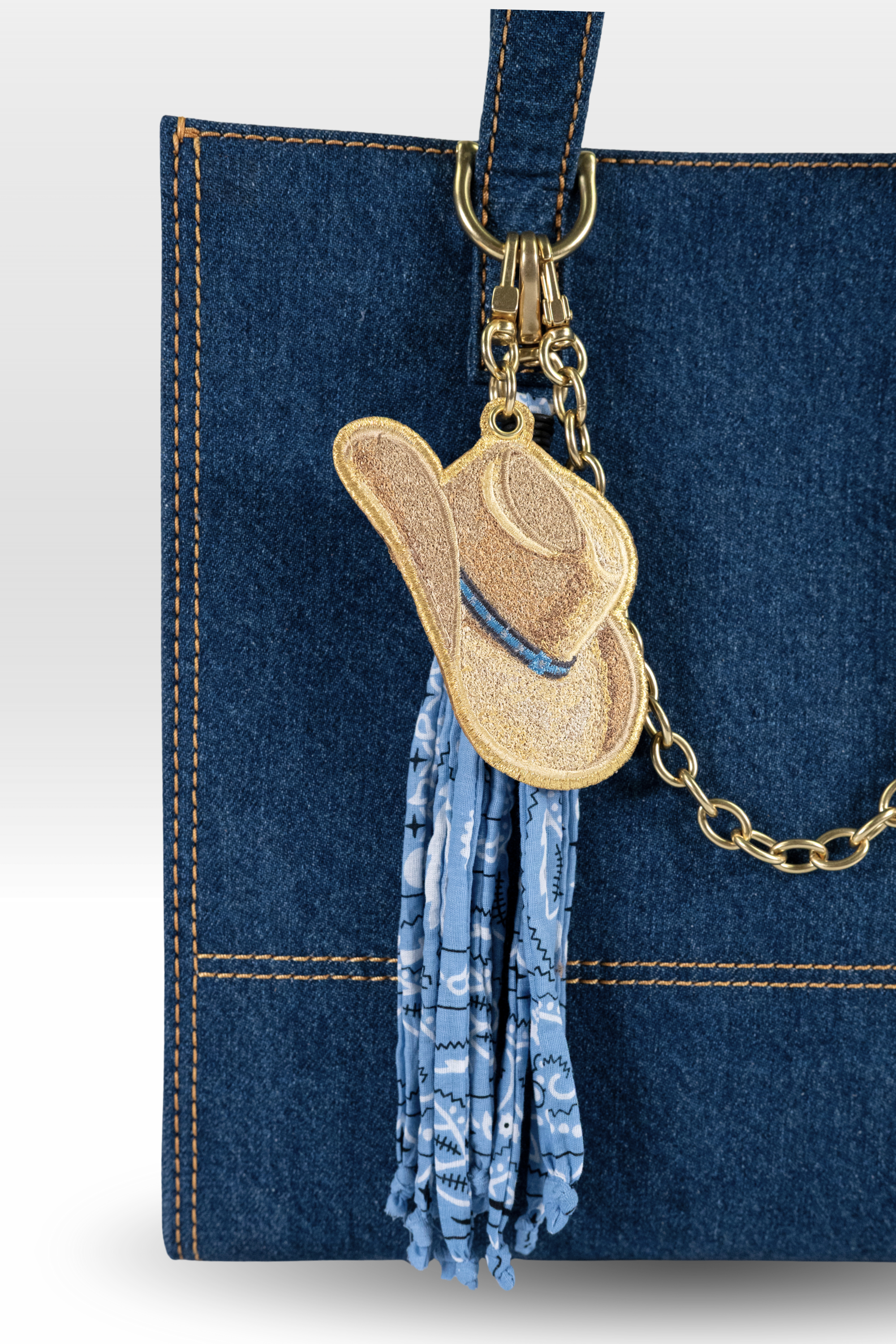 Cowboy Hat with Blue Palomino Tassel and Ride or Die Dog Tag Stack
