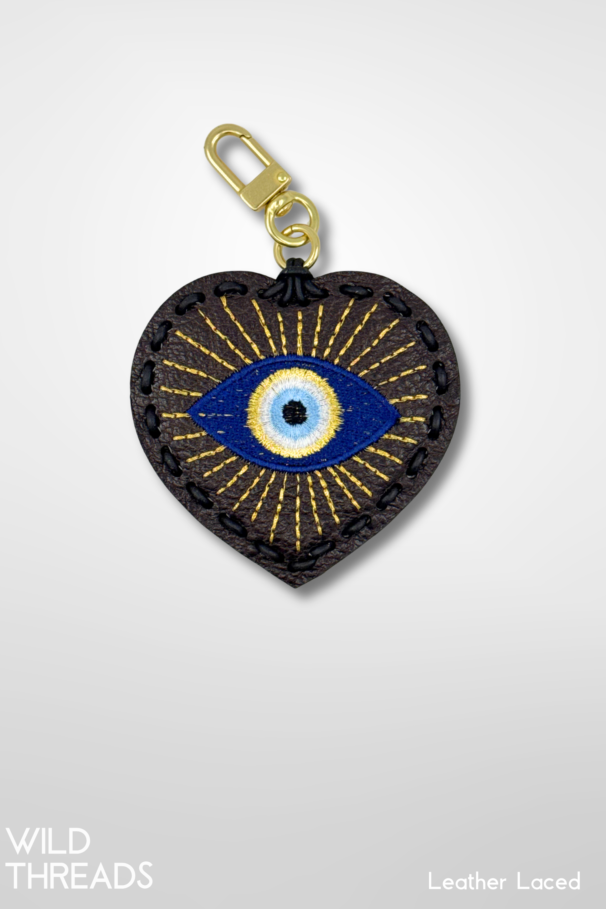 Large Heart Laced Charm - Evil Eye