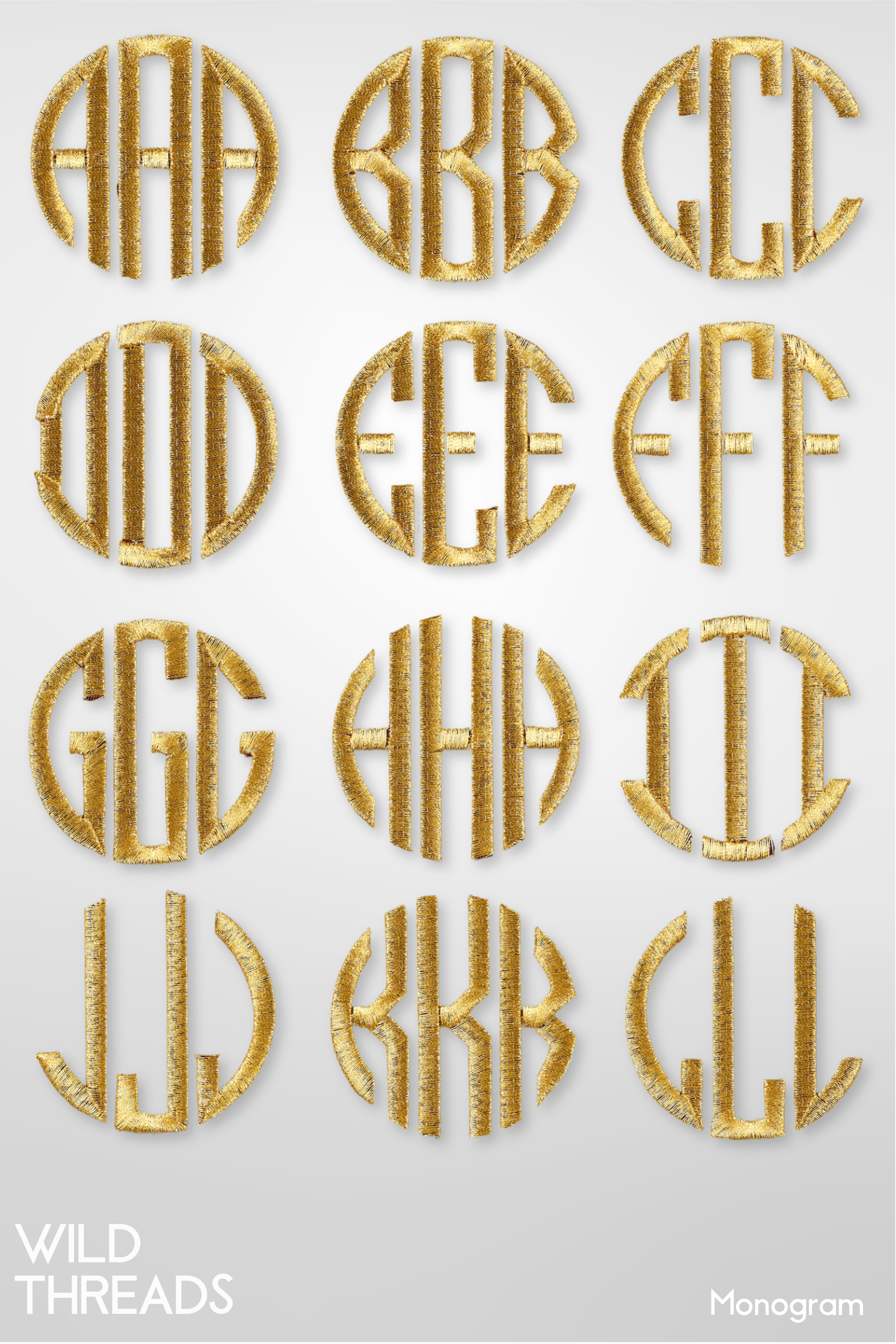 Laced Monogram Circle 3 Letters
