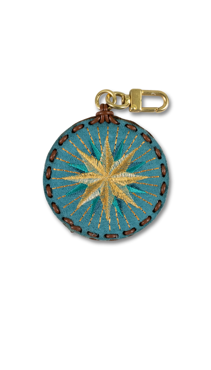 Large Circle Laced Charm - Compass