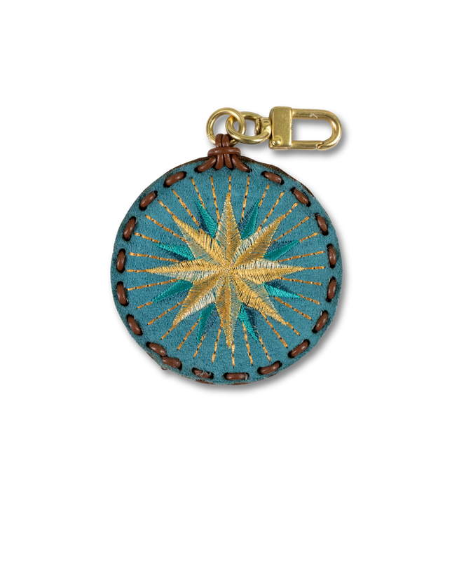 Large Circle Laced Charm - Compass