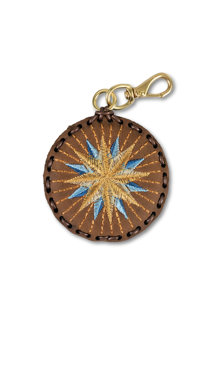 Large Circle Laced Charm - Compass