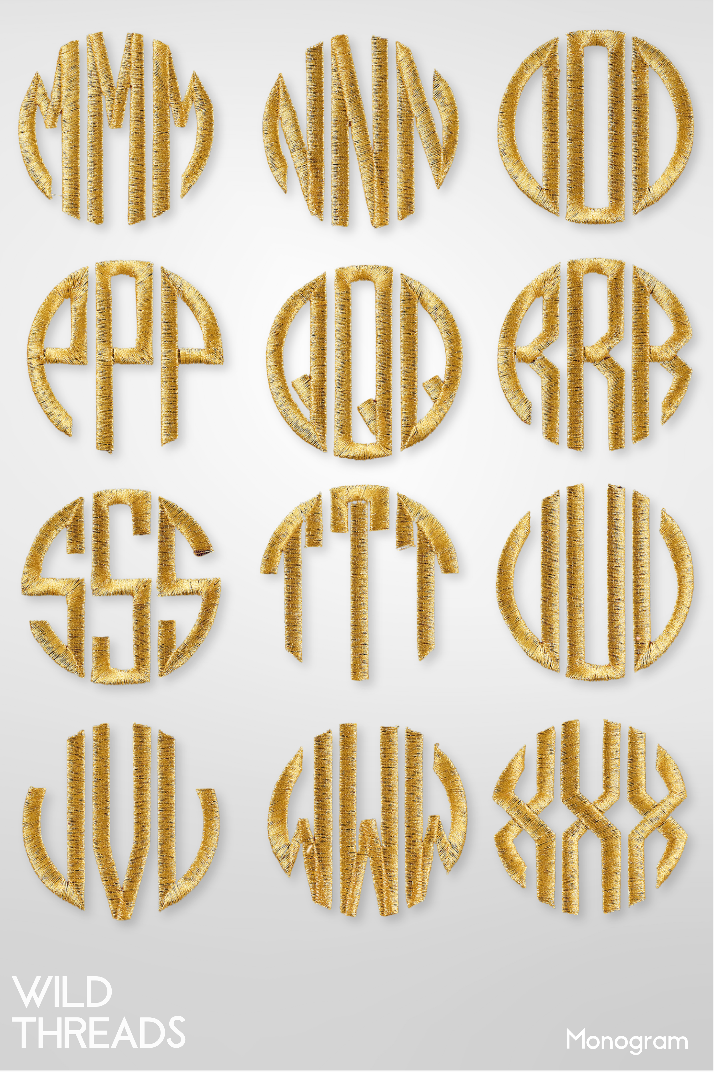 Laced Monogram Circle 3 Letters