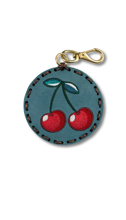 Large Circle Laced Charm - Cherries