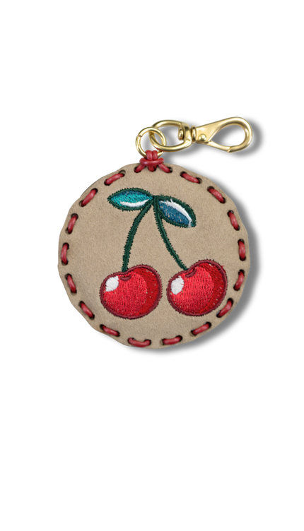 Large Circle Laced Charm - Cherries