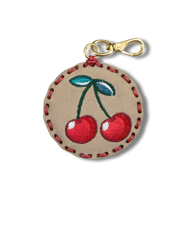 Large Circle Laced Charm - Cherries