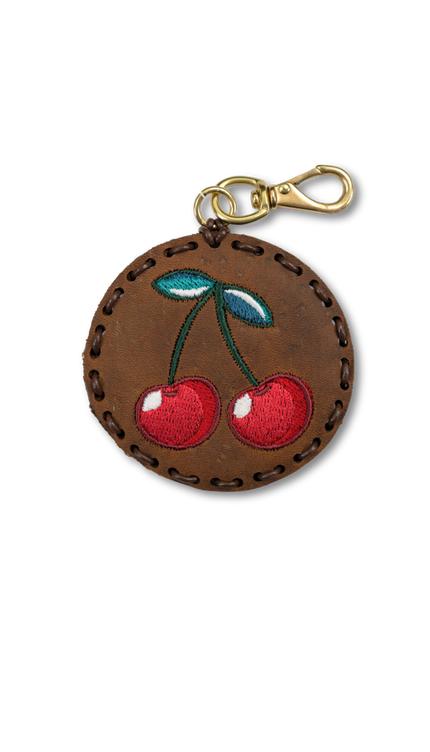 Large Circle Laced Charm - Cherries