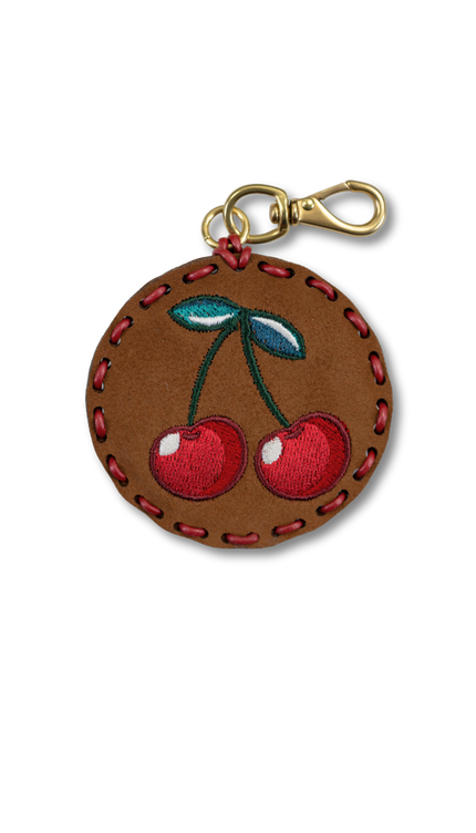 Large Circle Laced Charm - Cherries