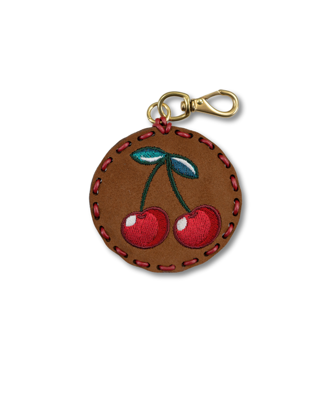 Large Circle Laced Charm - Cherries