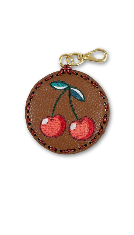 Large Circle Laced Charm - Cherries