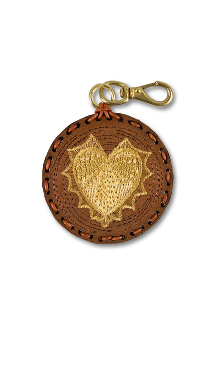 Large Circle Laced Charm - Heart