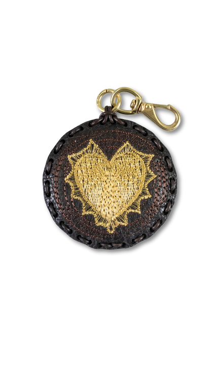 Large Circle Laced Charm - Heart