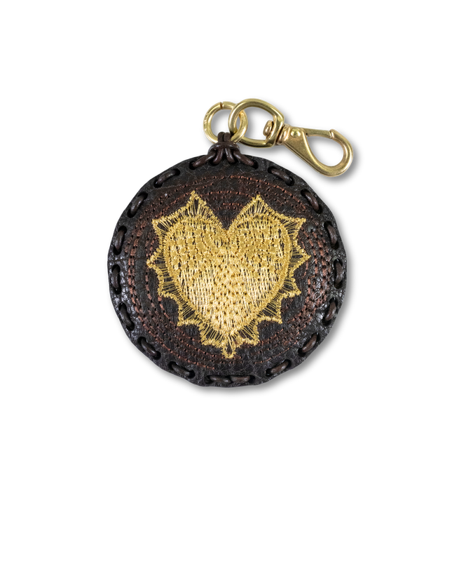 Large Circle Laced Charm - Heart