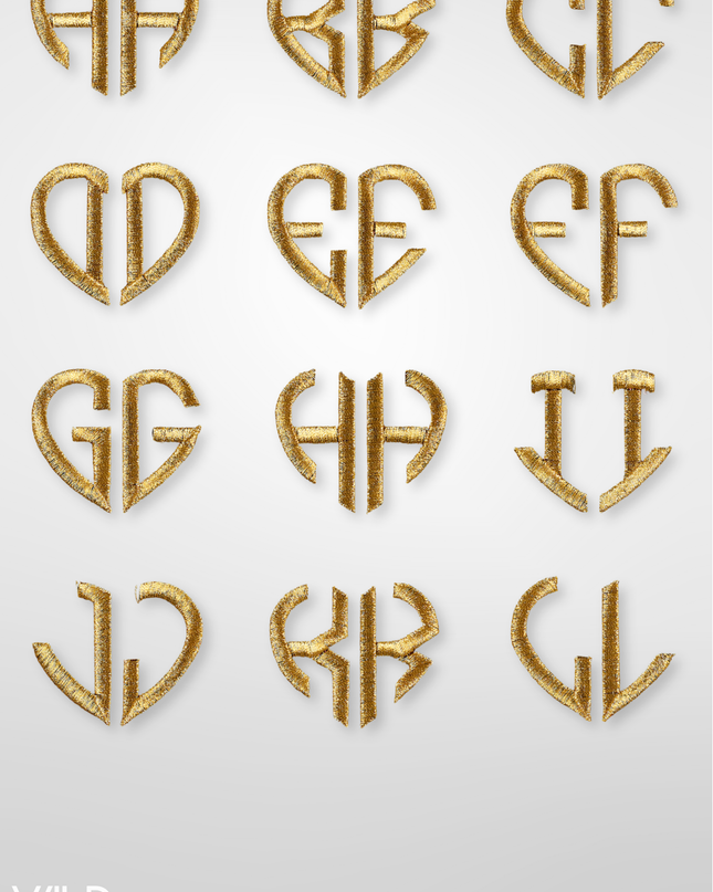 Laced Monogram Heart 2 Letters