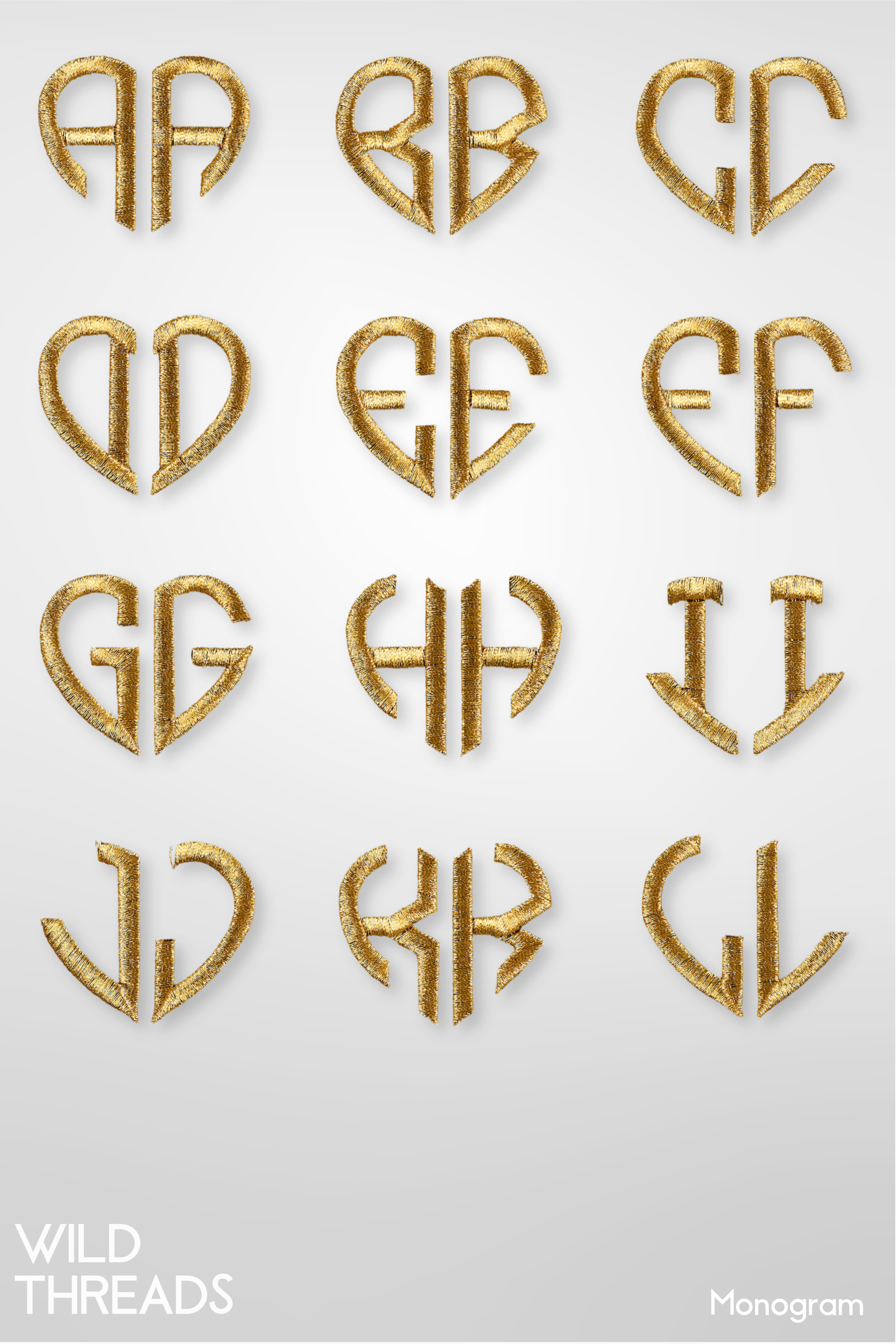 Laced Monogram Heart 2 Letters