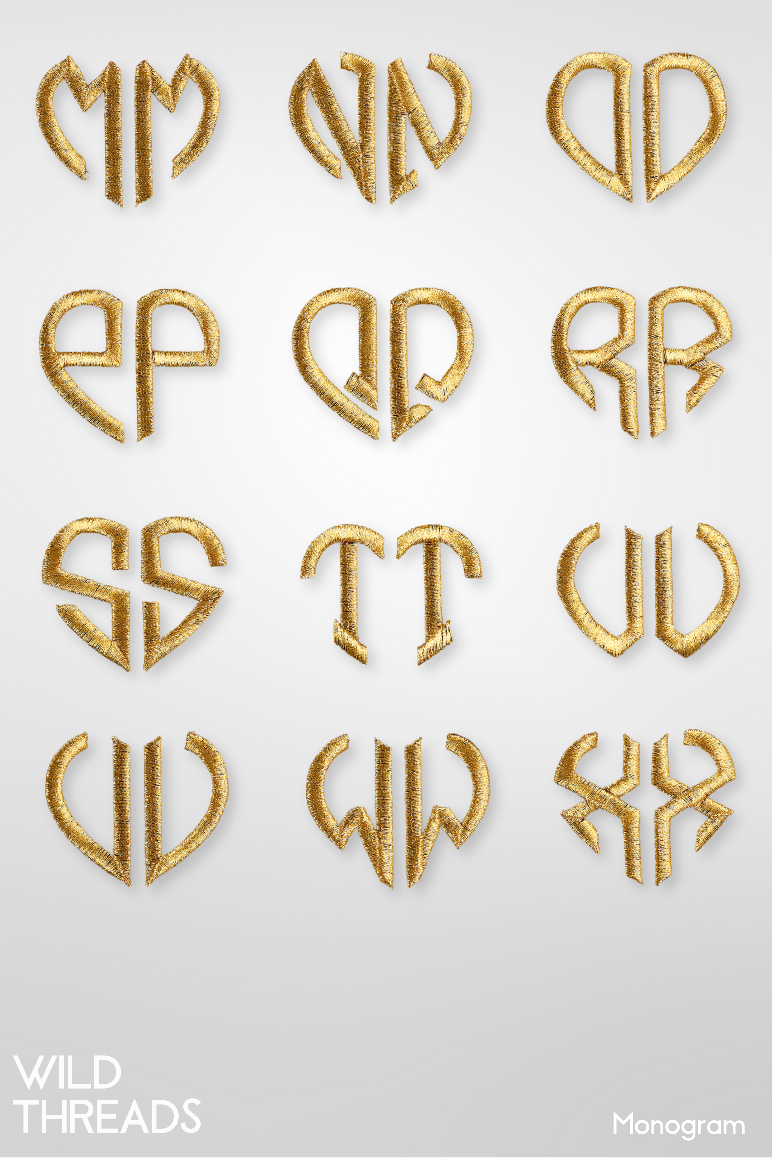 Laced Monogram Heart 2 Letters