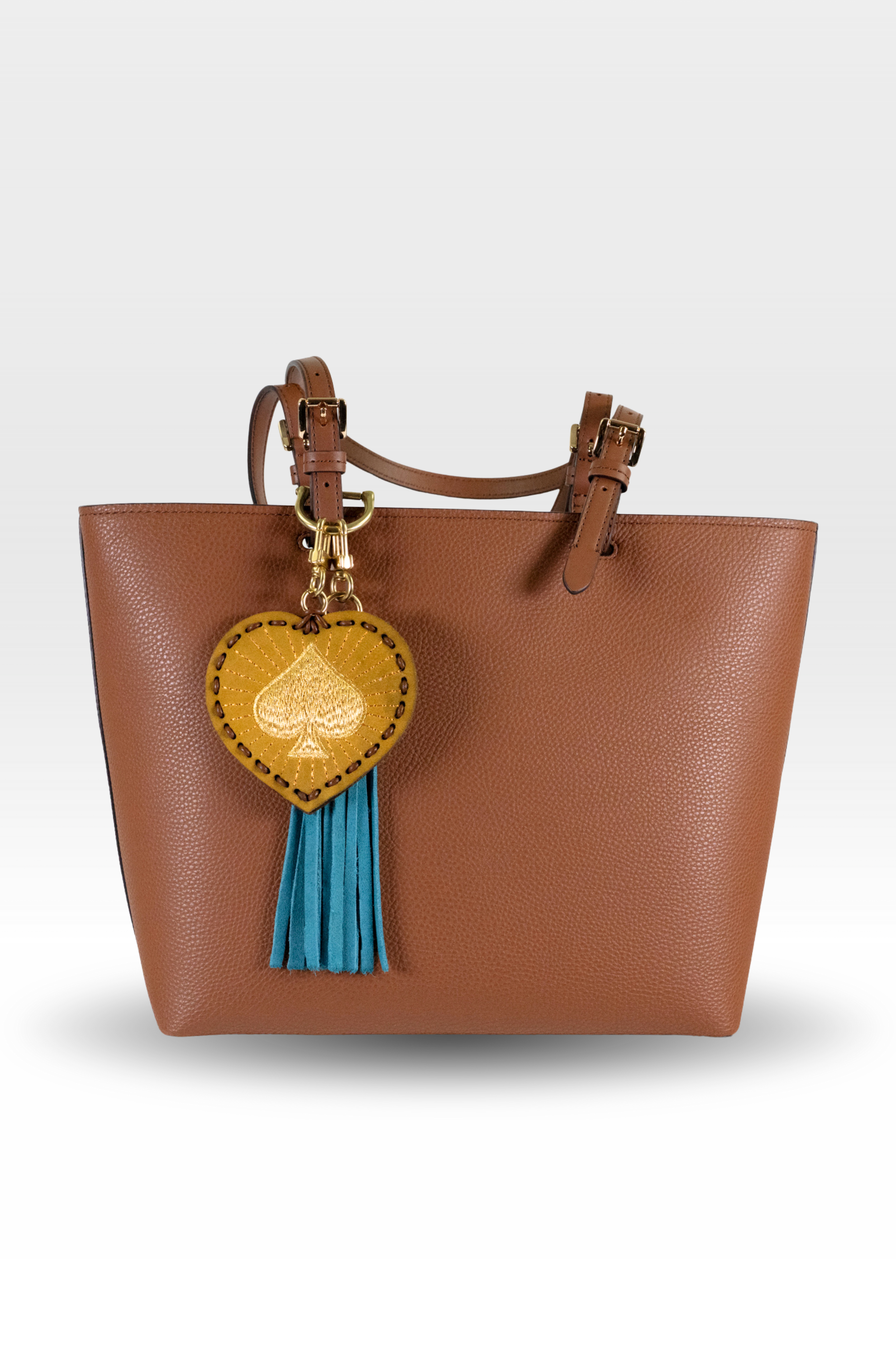 Large Heart Laced Spade with Teal Silverado Tassel Stack