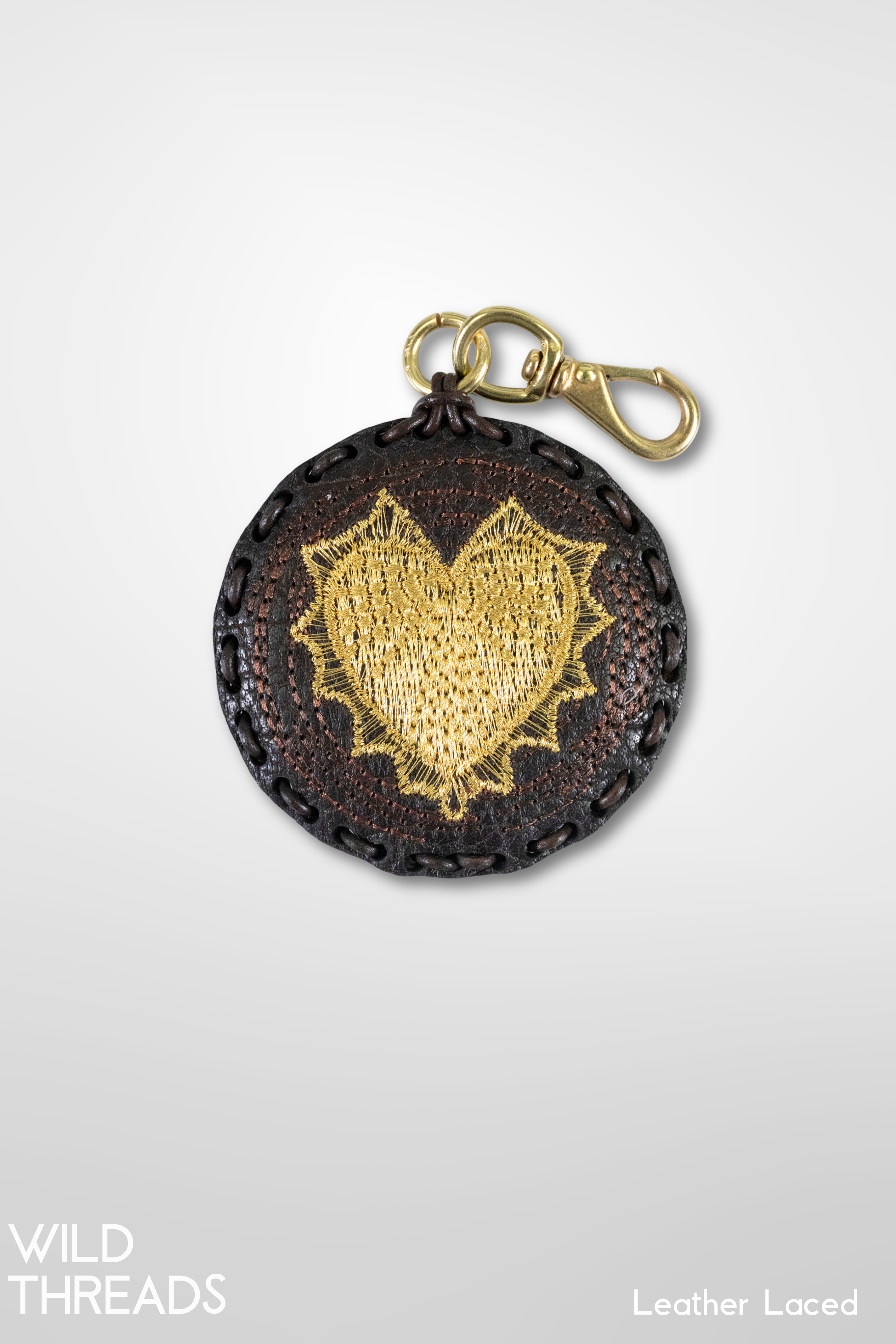 Medium Circle Laced Charm - Heart