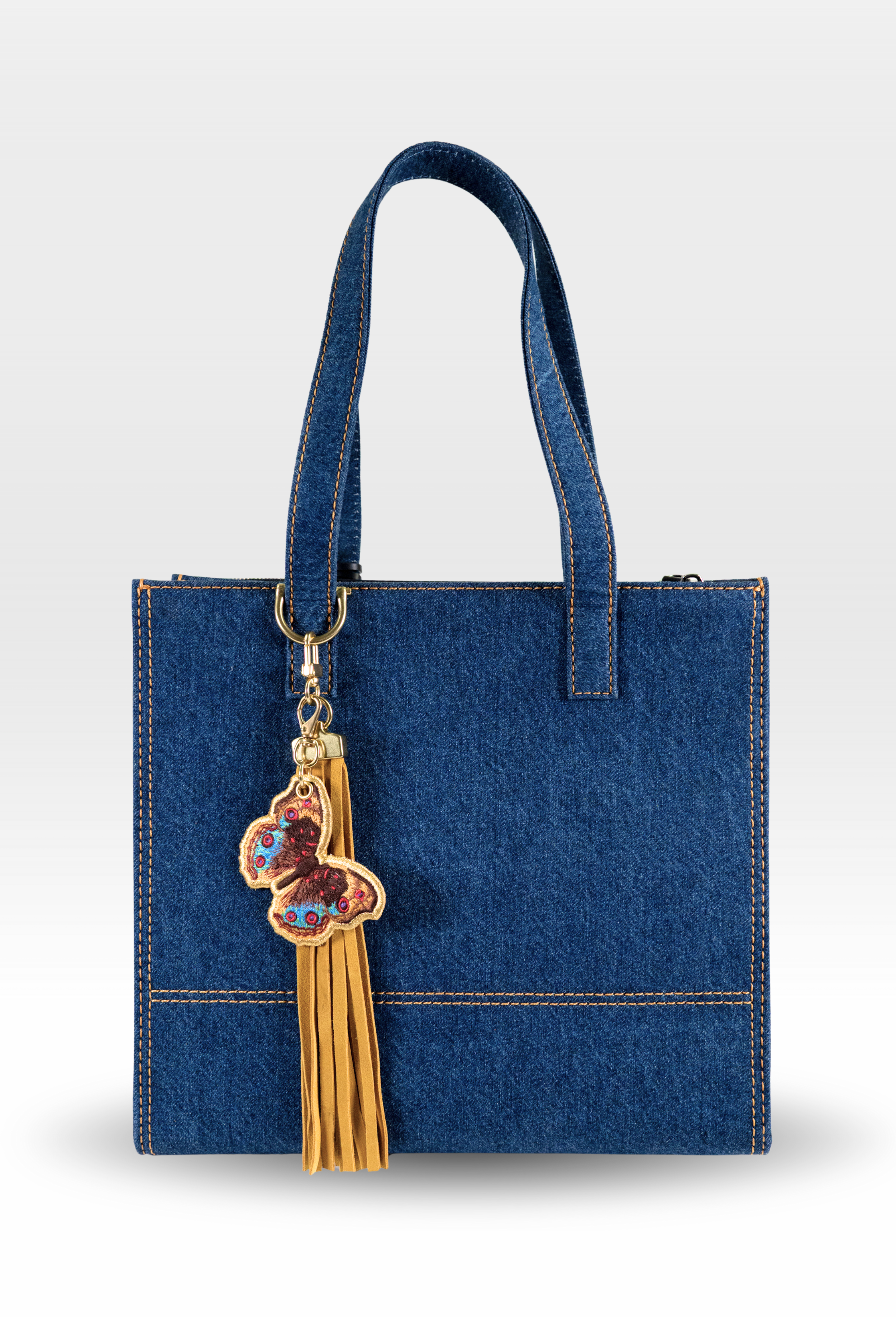 Blue Pansy Butterfly with Mustard Silverado Tassel Stack