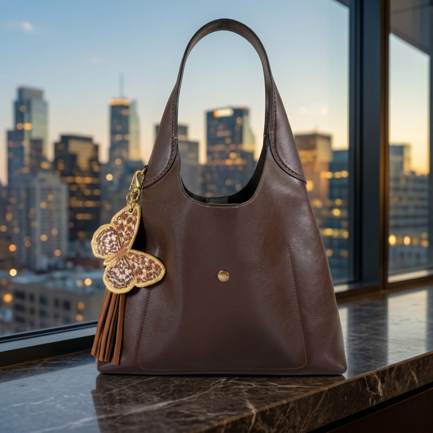 Leopard Butterfly with Carmel Silverado Tassel Stack