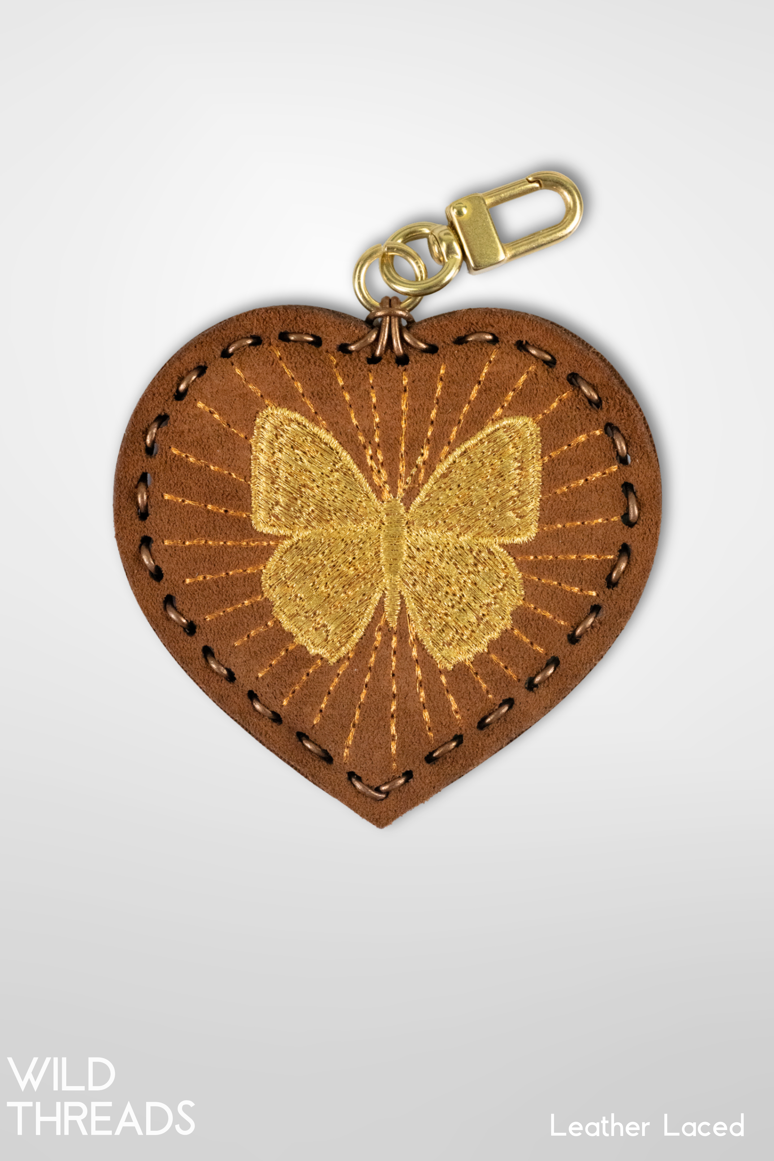 Large Heart Laced Charm- Butterfly