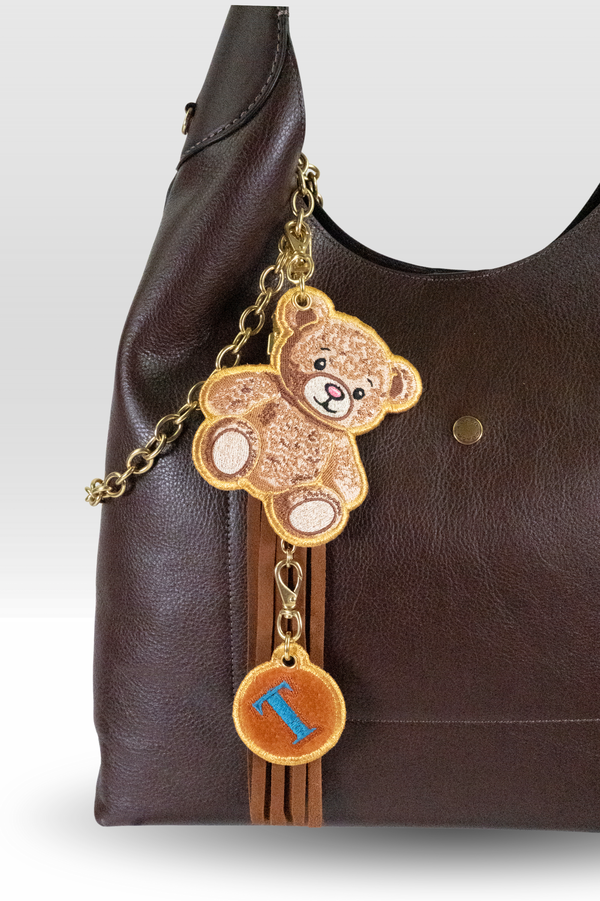 Teddy Bear with Suede Monogram Stack