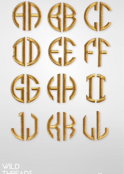 Laced Monogram Circle 2 Letters