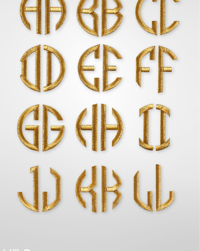 Laced Monogram Circle 2 Letters