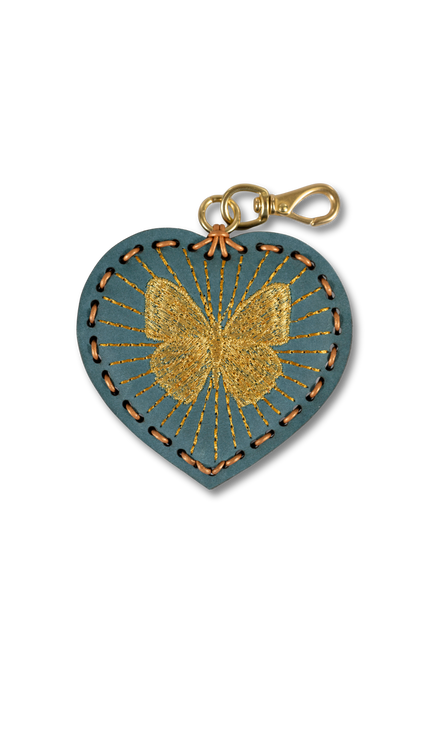Large Heart Laced Charm - Butterfly