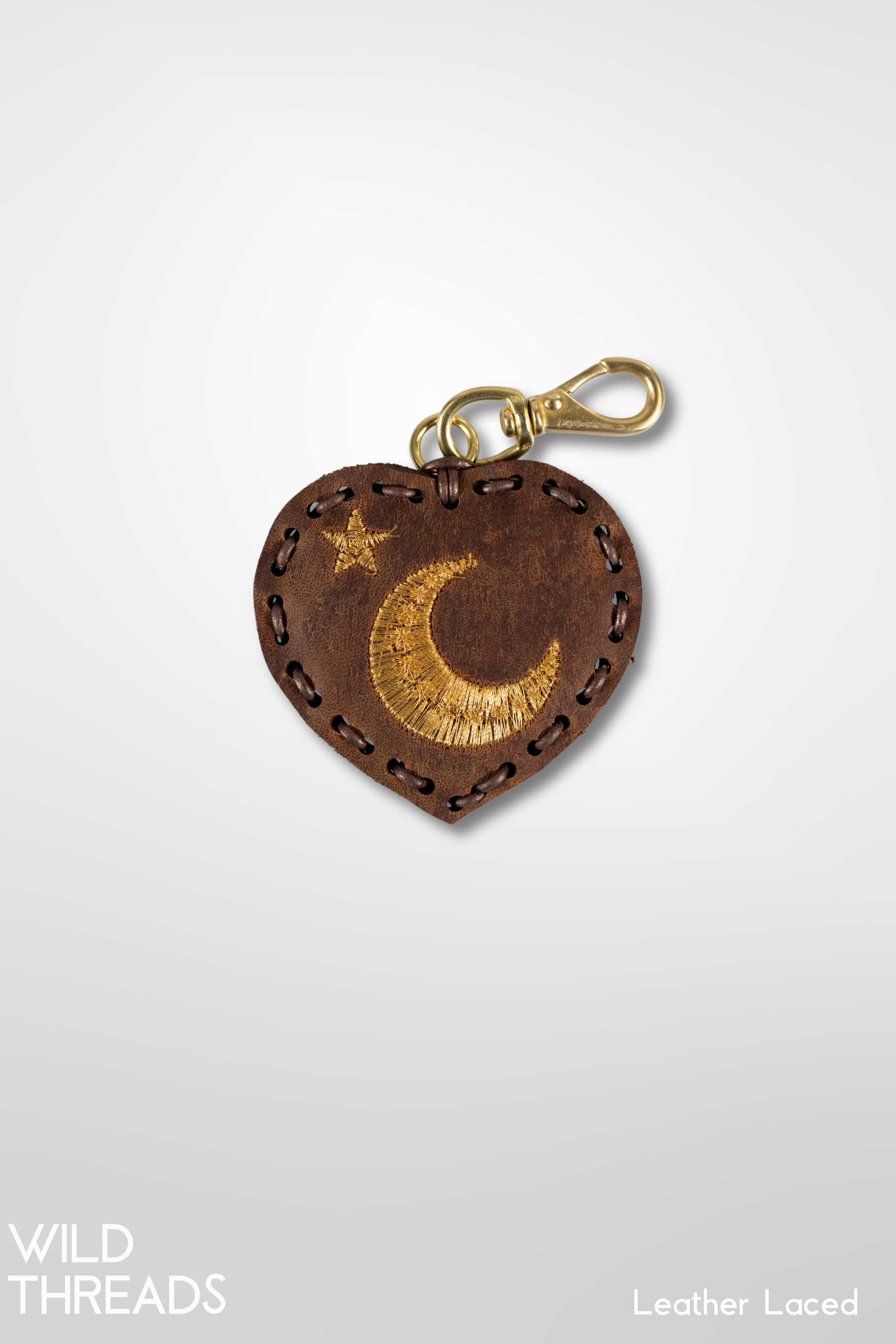 Small Heart Laced Charm - Moon & Star