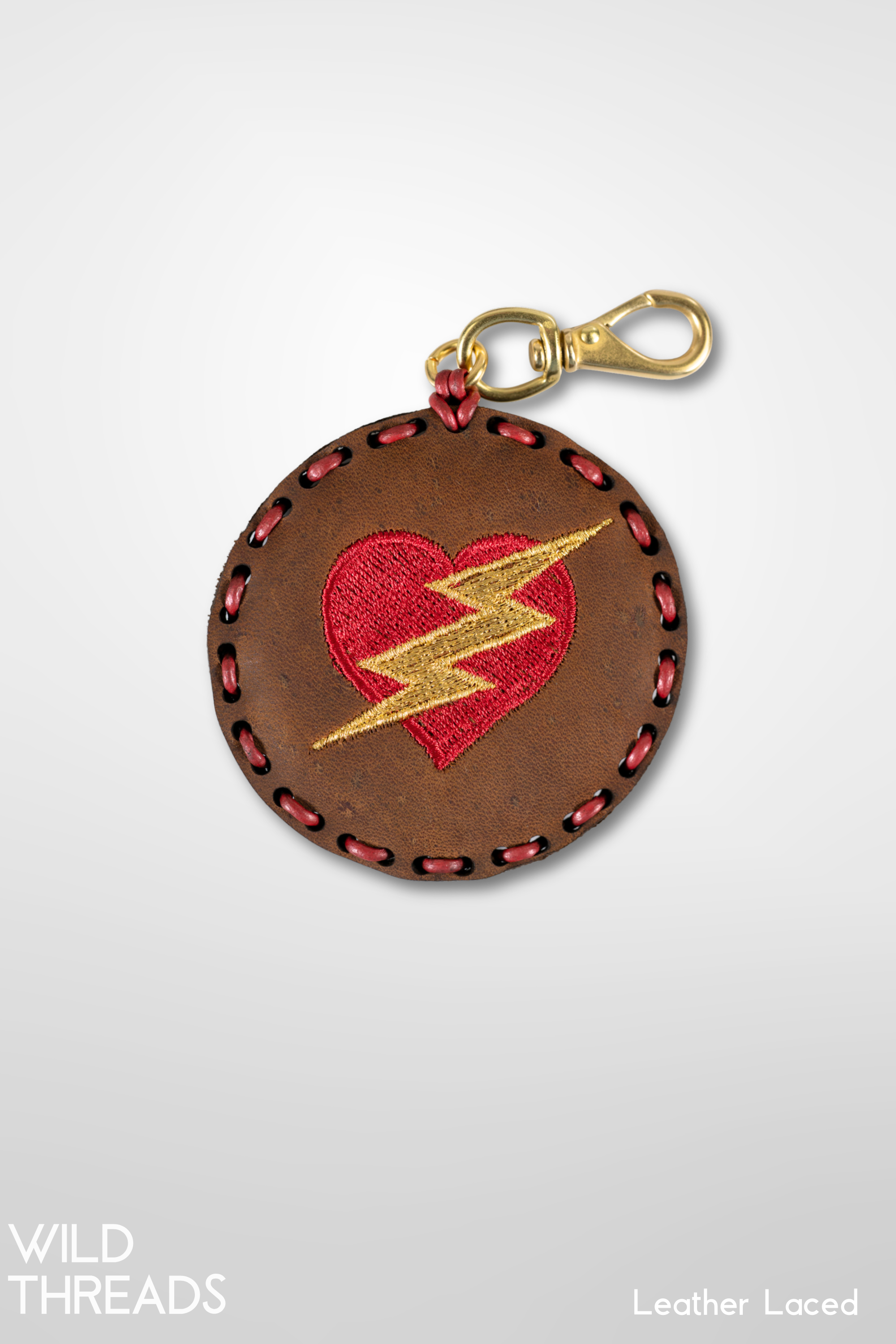 Medium Circle Laced Charm - Lightning Heart