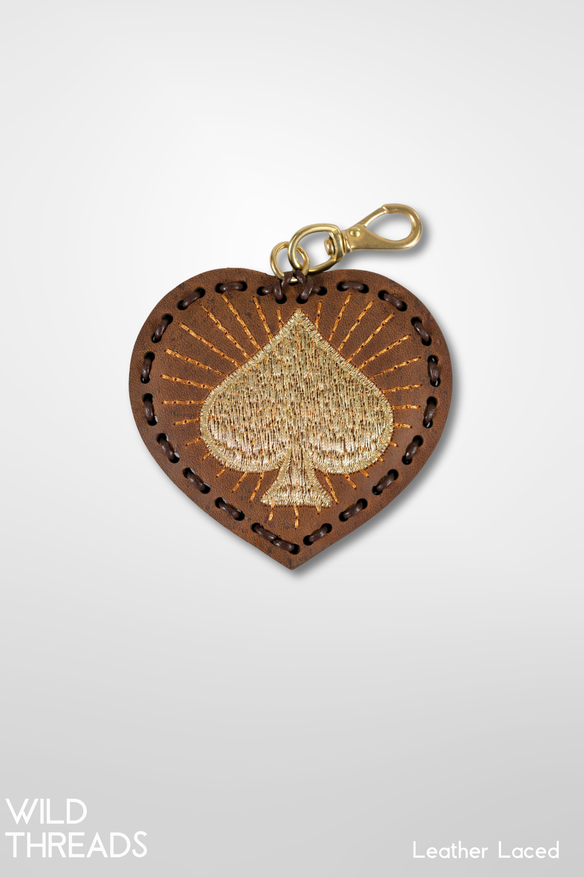 Medium Heart Laced Charm - Spade