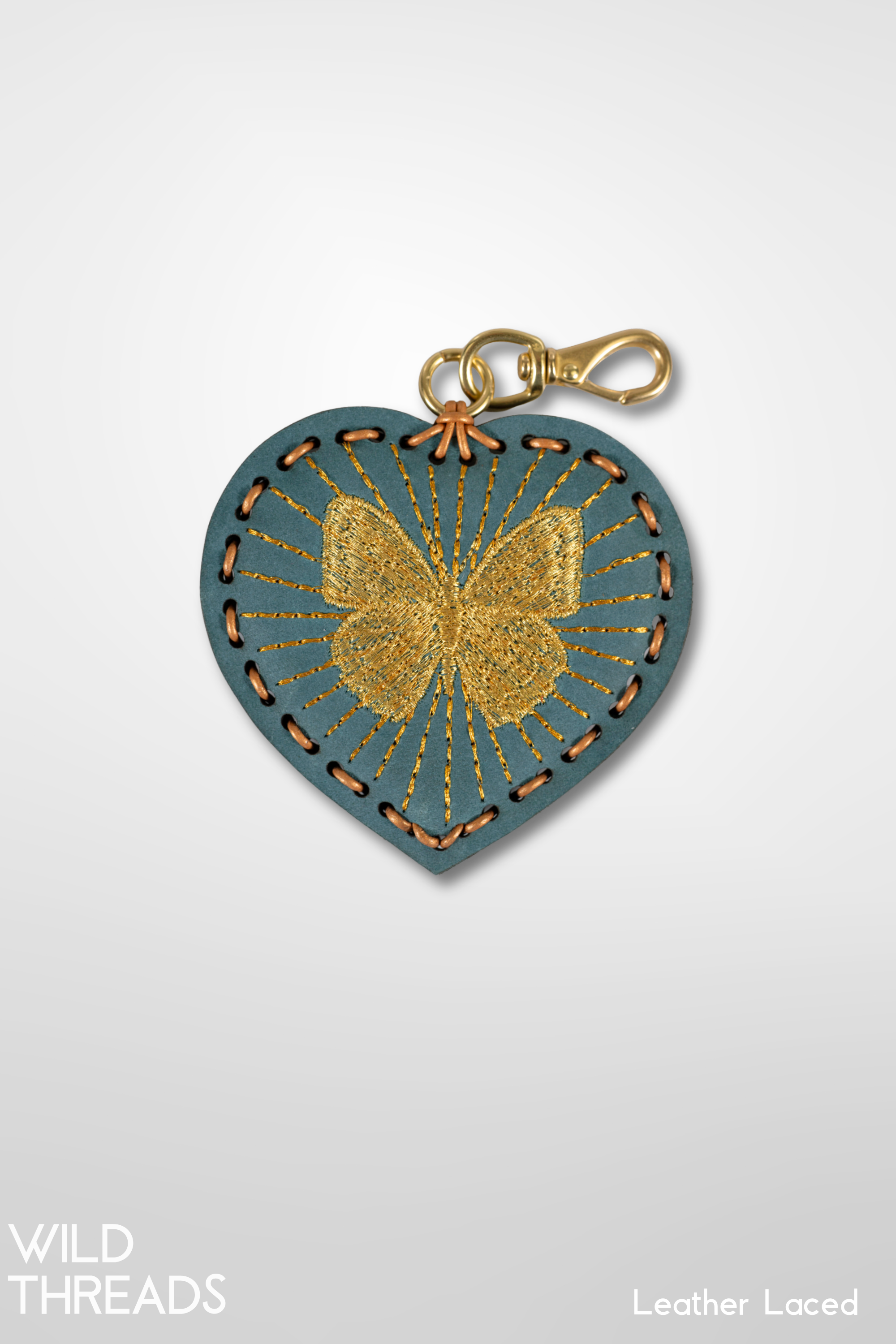 Medium Heart Laced Charm - Butterfly